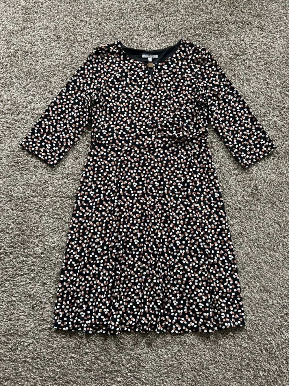 Studio One New York Black and Multi-Colored Pattern Dress